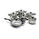 Set Batería De Cocina Ollas Kaisa Villa Tapa Negra