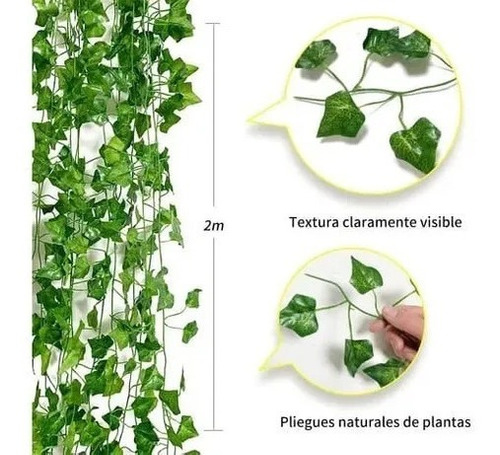 Pack 12 Tiras Planta Artificial Enrredadera 2.1m Decoración