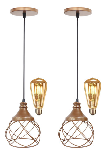 2 Pendente Aramado Esfera Balonê Regulável Lustre 2 Lâmpadas