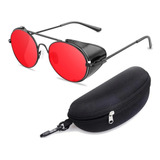 Oculos De Sol Masculino Alok Steampunk Red + Case Guarda