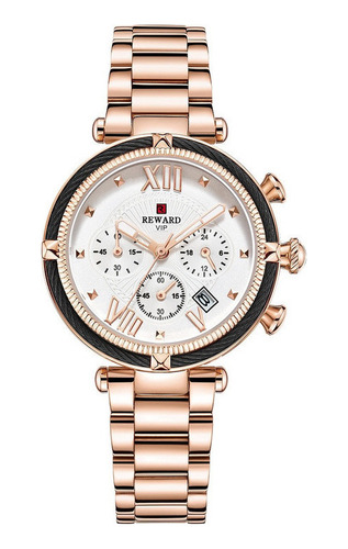 Reloj Cronógrafo Elegante Reward Quartz Con Calendario