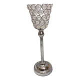 Candelabro Principe Portavela Crystal Con Caireles 37x12 Cm