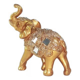 Elefante Indiano Decorativo Pequeno Resina Brilhos Espelhos