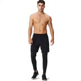 Pantaloneta+lycra Larga Atletismo Gym Senderismo 2 Bolsillos