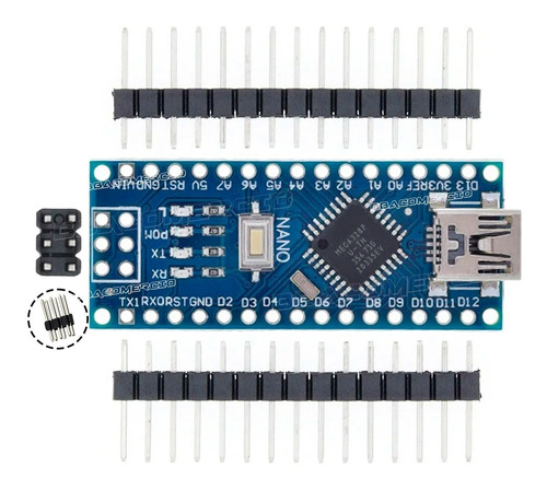 Kit 5 Placa Arduino Nano Com Conector V3 Pino Não Soldado