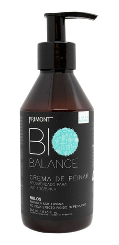 Primont Bio Balance Crema Peinar Vegana Pelo Rulos X 250ml