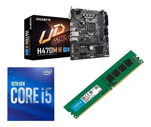 Combo Act Intel I5-10400 + Gigabyte H470m-h + 8gb 2666