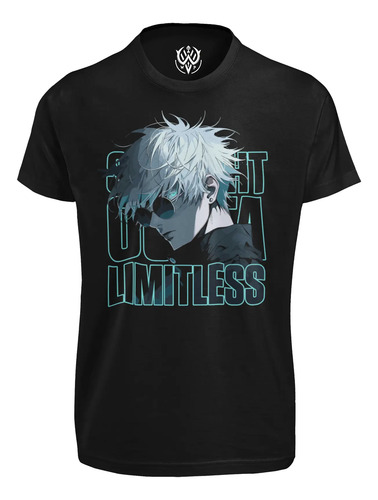 Playera Satoru Gojo Algodón Negra Casual Premium