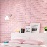 Placa 3d Autoadhesiva Pared Ladrillo Rosa Estética Danza 