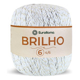 Barbante Brilho Dourado N°6 Euroroma - Cor Branco | Crochê