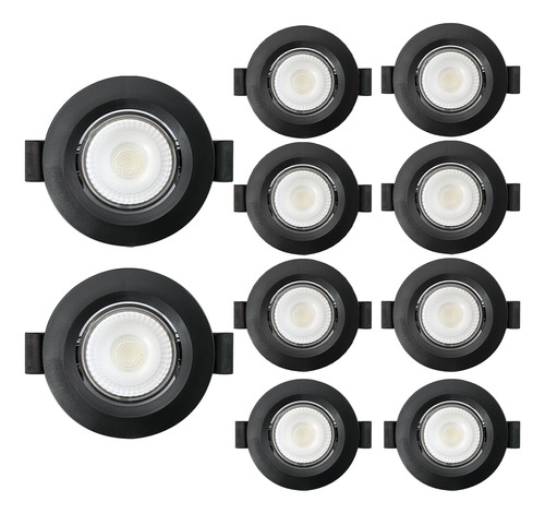 Kit 10 Spots Blumenau Quadrado 3w De Led Embutir Preto Móvel