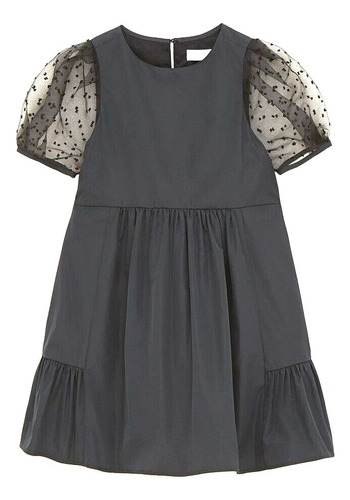 Zara Vestido Combinado Niñas Tafetan Negro Talle 11-12 152cm