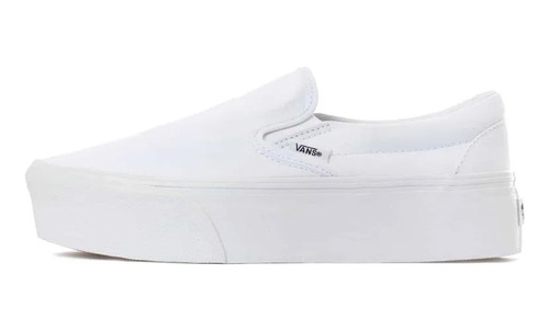 Tenis Vans Slip On Blanco, Dama Metedera, Plataforma