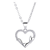 Collar Colgante Gato Corazón Plata S925 Circón Regalo Mujer