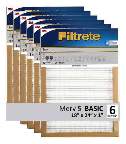 Filtro De Aire Filtrete 18x24x1 Merv 5 Hvac Ac Furnace, Paqu