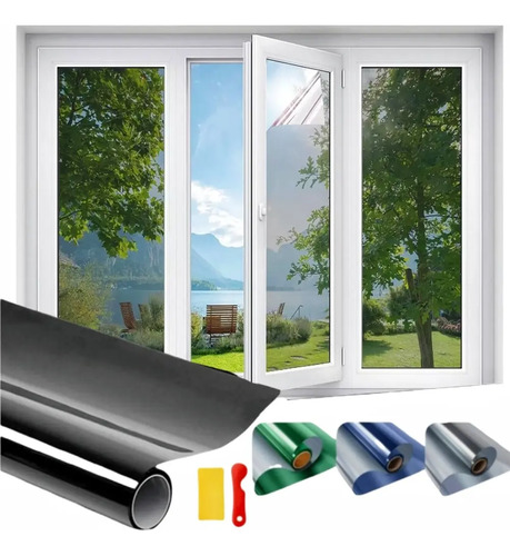 10mx75cm Película Espejo Privacidad Para Ventana Antirayas