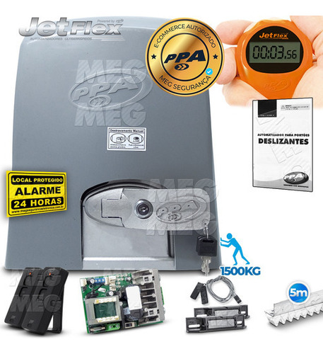 Kit Motor Ppa Dz 1500 Ind Jet Flex 5m Crem Portão 1500kg Cor Cinza 110v/220v