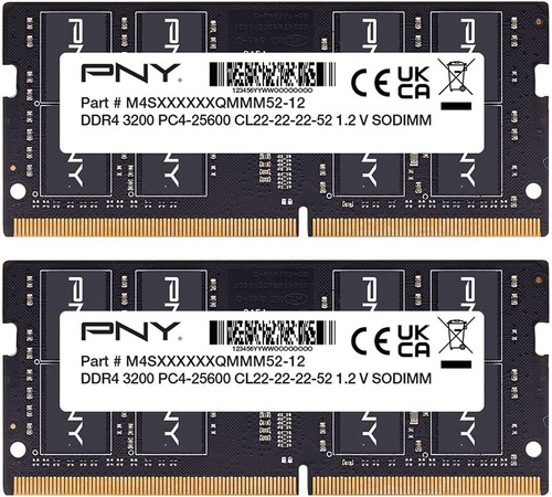 Memoria P/ Laptop Pny, 3200 Mhz, Sodimm, Ddr4 Dram, 2x16 Gb