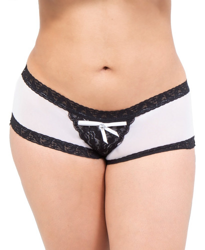 Boxer Cachetero Mujer Talla Extra 38 40 De Mesh Encaje Sexy