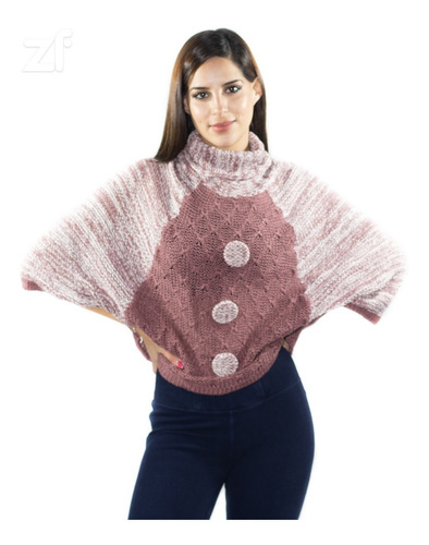 Poncho Tejido Peruano De Mujer (tipo Capa)