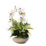 Arranjo Flor Planta Artificial Orquídea Silicone 3d E Folhas