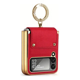 Funda Simil Cuero Con Soporte De Anillo Samsung Z Flip 4