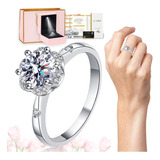 Anillo Compromiso Boda Plata 925 1ct Moissanita Brillante