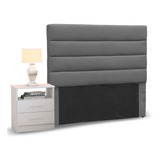 Cabeceira Cama Box Solteiro 90cm Greta Suede Cinza E 1 Mesa 