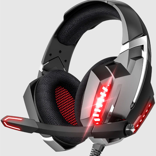 Audífonos Gamer Con Micrófono Onikuma Negro/rojo Con Led