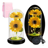 Regalo Para Mujer Girasol Flores Eternas Artificiale Con Luz