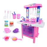 Set Cocina Juguete Niña 34 Accesorios Kitchen Luz Y Sonido