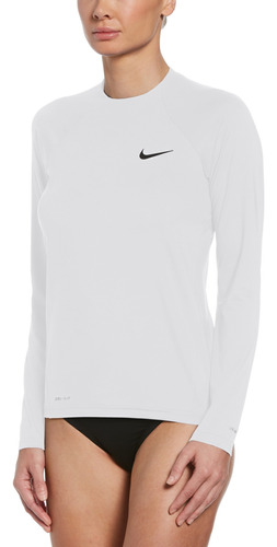 Polera De Natación Nike Long Sleeve Hydroguard Niñas Blanco