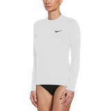 Polera De Natación Nike Long Sleeve Hydroguard Mujer Blanco