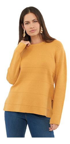 Sweater Mujer Cerrado Mostaza Corona