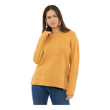 Sweater Mujer Cerrado Mostaza Corona