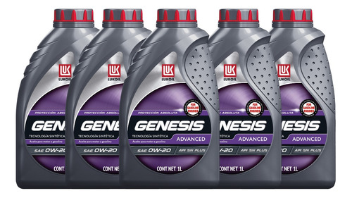 Aceite Motor Sintético Lukoil Genesis Advanced 0w-20 1l 5 Pz