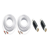 Ponto Escravo Pra Receptor Parabólica Par De 10m Coaxial Rca