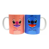 Par Taza De Ceramica, Stitch, Love, Para Pareja, 11oz