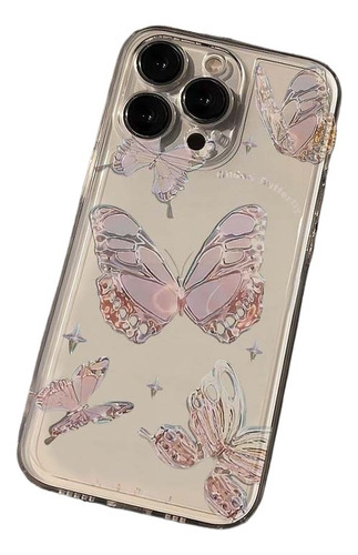 Funda De Teléfono Transparente Con Mariposa For iPhone 15