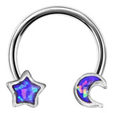 Piercing Bull Con Piedra Purpura Acero Premium