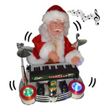 Decoração Natal Musica Papai Noel Toca Teclado Som Luz Mexe