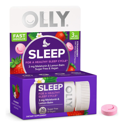 Olly Sleep Melatonina 3 Mg Fast Disolve 30 Tabletas Veganas