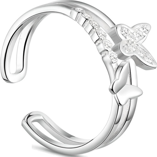 Anillo Baño Plata 925 Mariposa Amor Reina Ajustable 