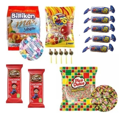 Combo N°5 Golosinas Cumpleaños X 10 Chicos Caramelo Chupetin