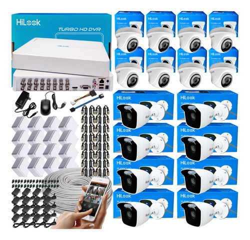 Kit 16 Camaras Seguridad Hilook Hikvision +dvr 16ch Cctv 2mp