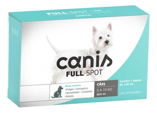 Antipulgas E Vermífugo Canis Fullspot Cães 5 A 10 Kg 1,00ml