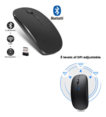 Mouse Recargable Inalámbrico Óptico Usb Bluetooth