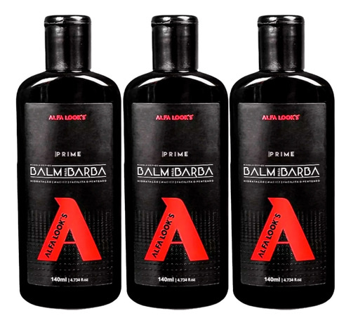 Kit 3x Balm Para Barba Hidratante Prime 140ml Alfa Look's