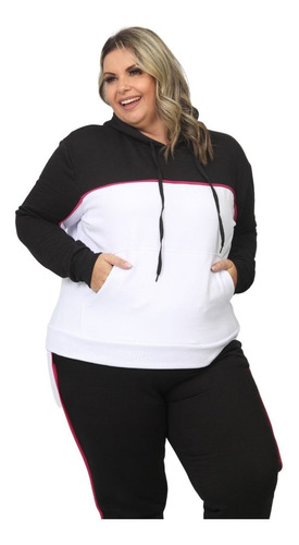 Conjunto Moletom Plus Size Feminino Moda Calça+blusa Listras