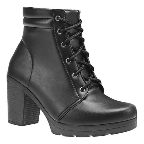 Bota Coturno Cano Baixo Salto Grosso Moda Feminino Tratorado